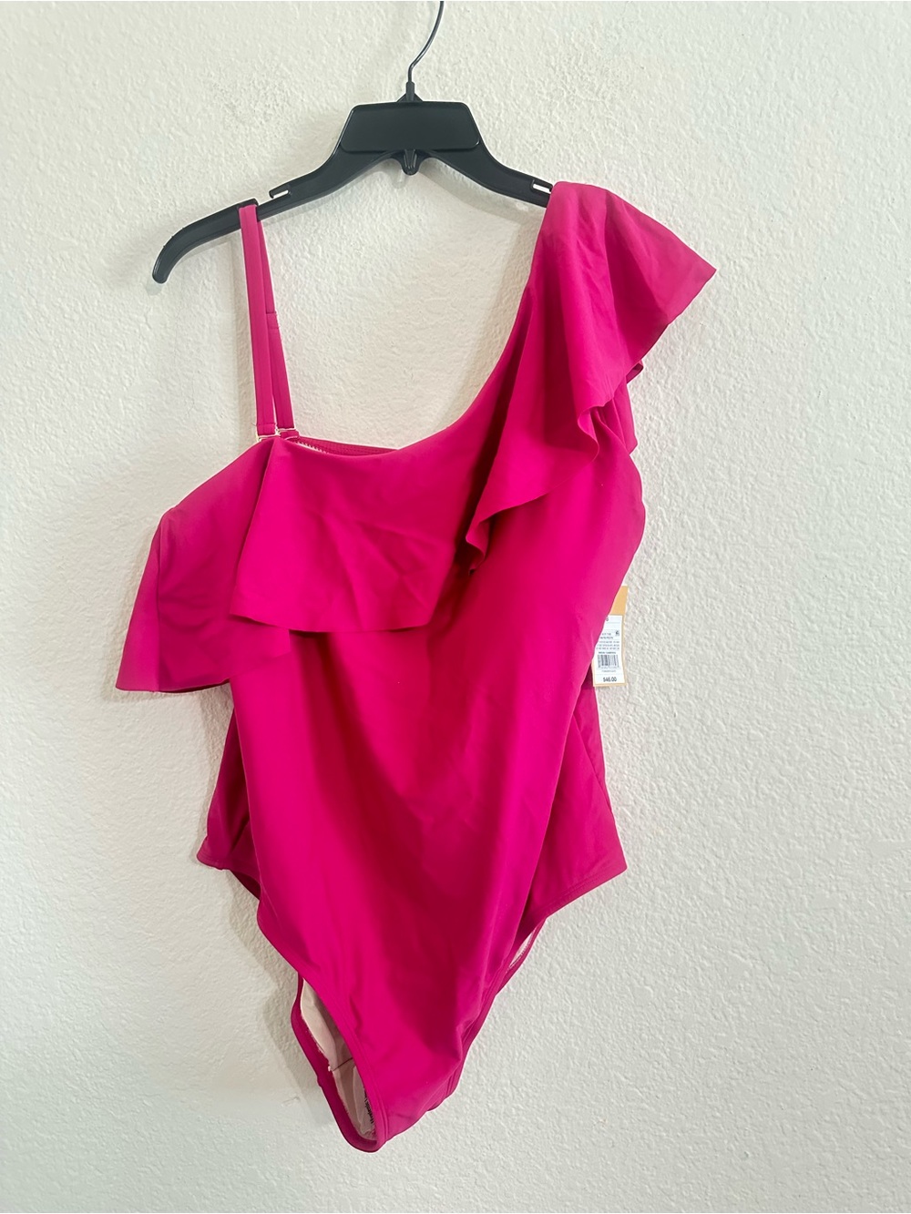 Kona Sol One-Shoulder Ruffle One-Piece Swimsuit - Hot Pink